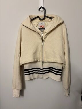 Y-3 yohji Yamamoto Cream Cropped double Zip up Jacket